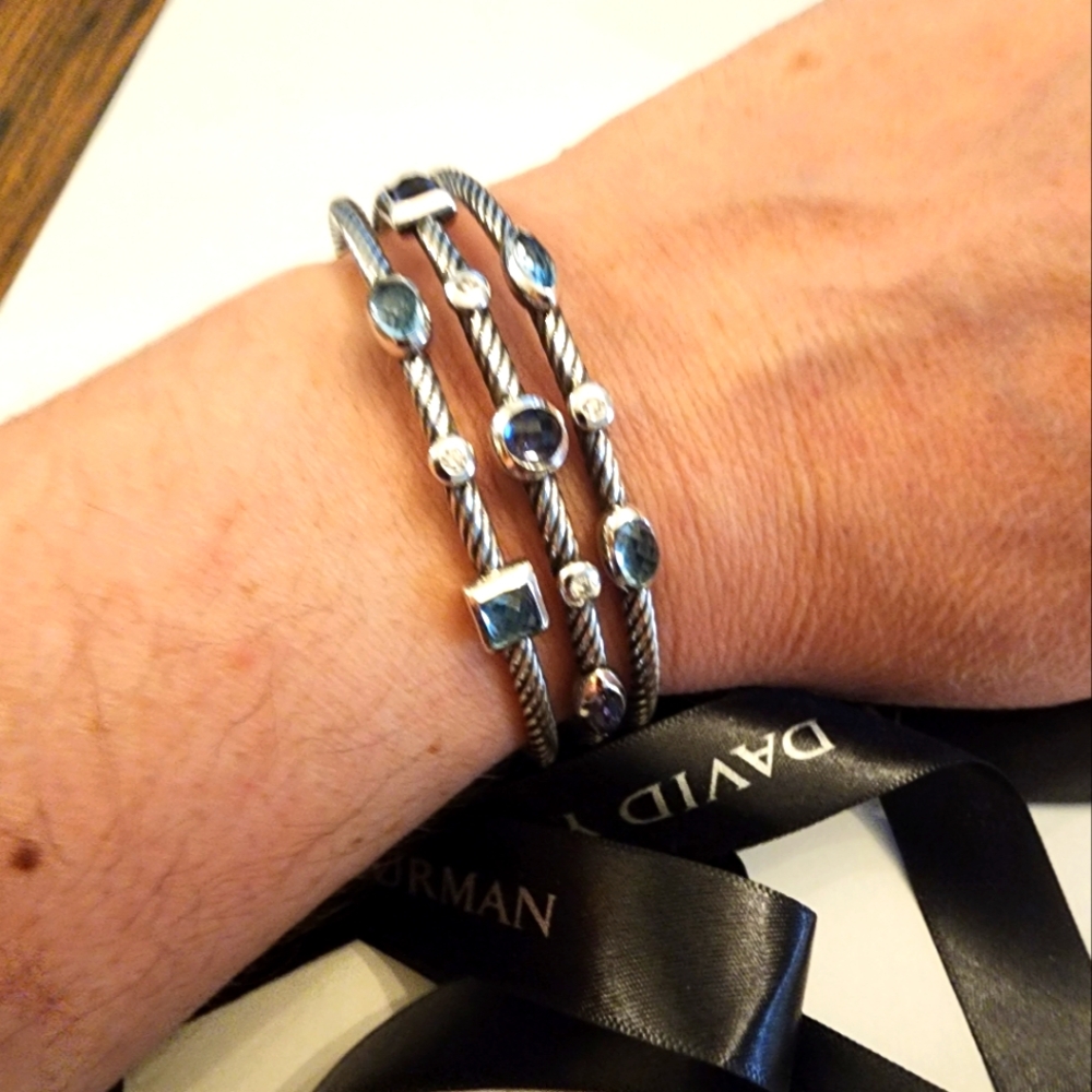 David Yurman 3 row Confetti cuff bracelet